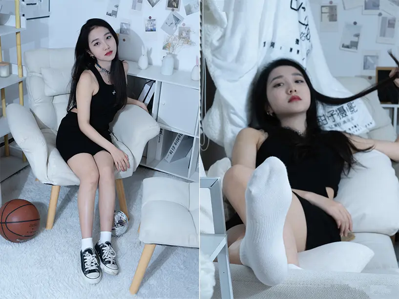 甜予摄影 – 筱筱-帆布鞋、白棉袜、裸足